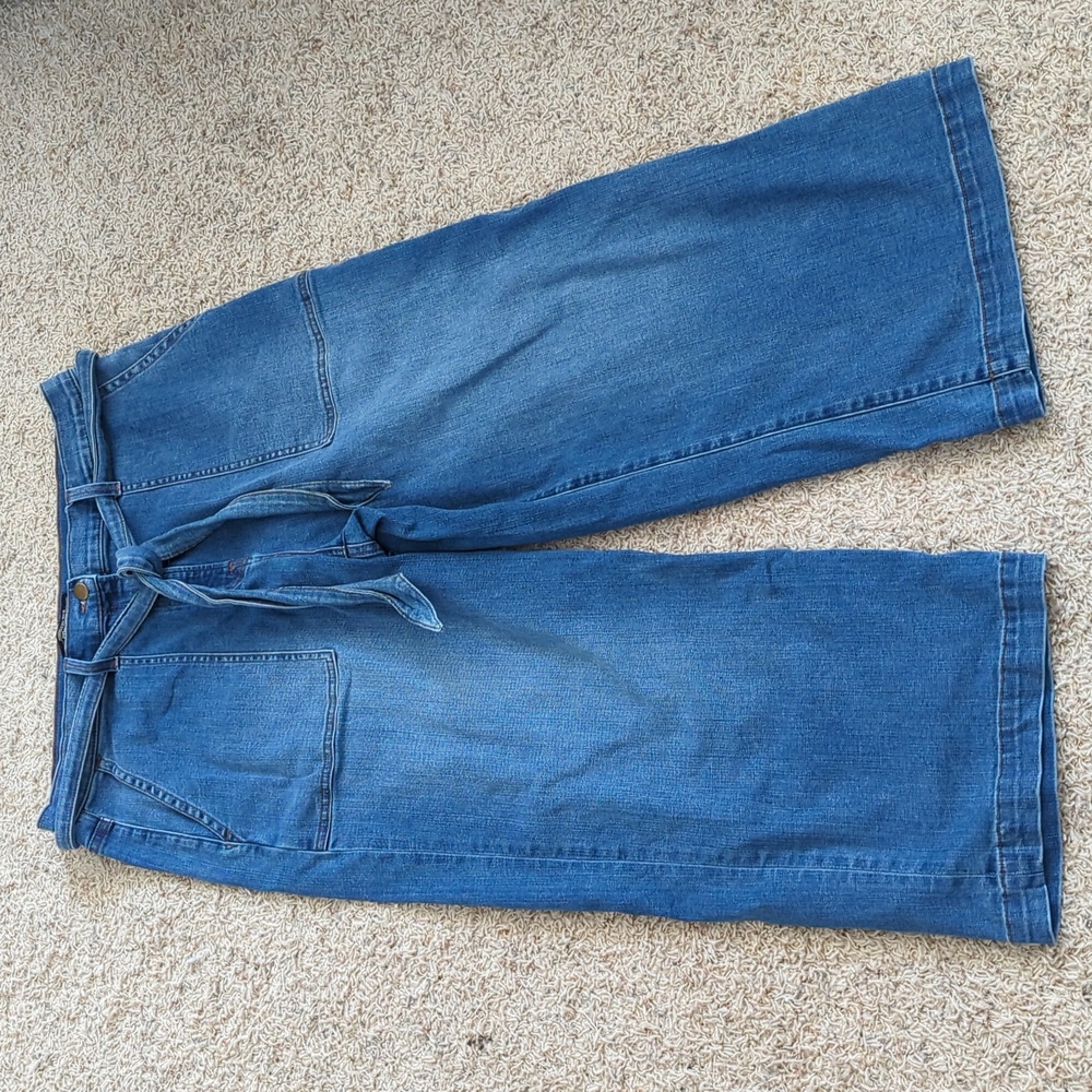 J. Peterman Company wide leg cropped jeans size 14